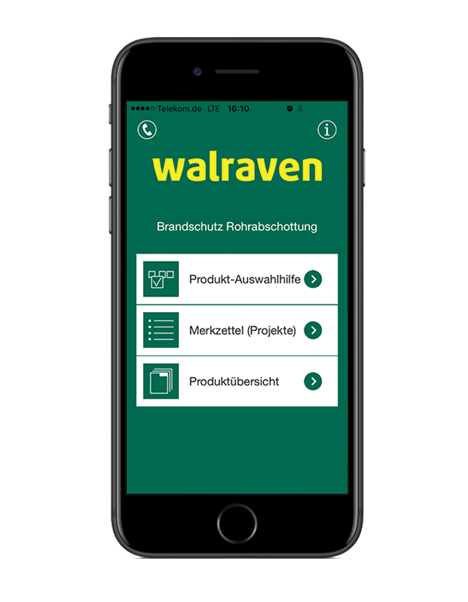Walraven Brandschutz-App – Auswahl- und Bestellhilfe für Rohrabschottungen