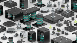 Übersicht verschiedener Walraven Schwingungs- und Federdämpfer mit unterschiedlichen Bauformen, Federn und Gummielementen zur Schwingungsisolierung. Das Bild zeigt Lösungen zur Reduzierung von Vibrationen und Körperschall bei technischen Anlagen und Maschineninstallationen.