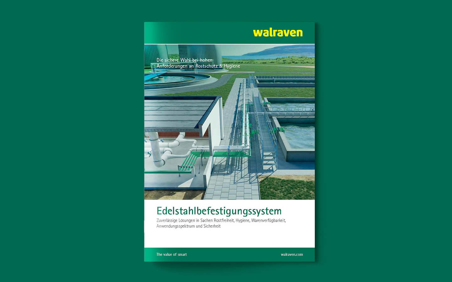 Walraven Broschüre über Edelstahl-Befestigungssysteme für anspruchsvolle Umgebungen