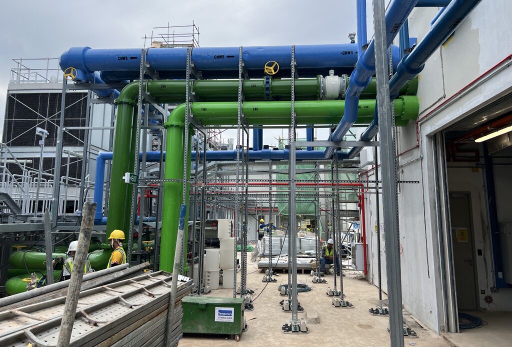 Installation of rooftop common frame support for Mechanical Electrical ...