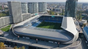Als eines der modernsten Stadien Europas eröffnete 2019 das Nationale Fußballstadion in Bratislava. Bild: Branislav Holík, STRABAG